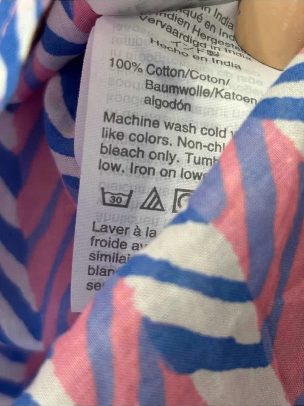 J. Crew Medium Cotton Pink blue collared pullover button shirt top blouse
